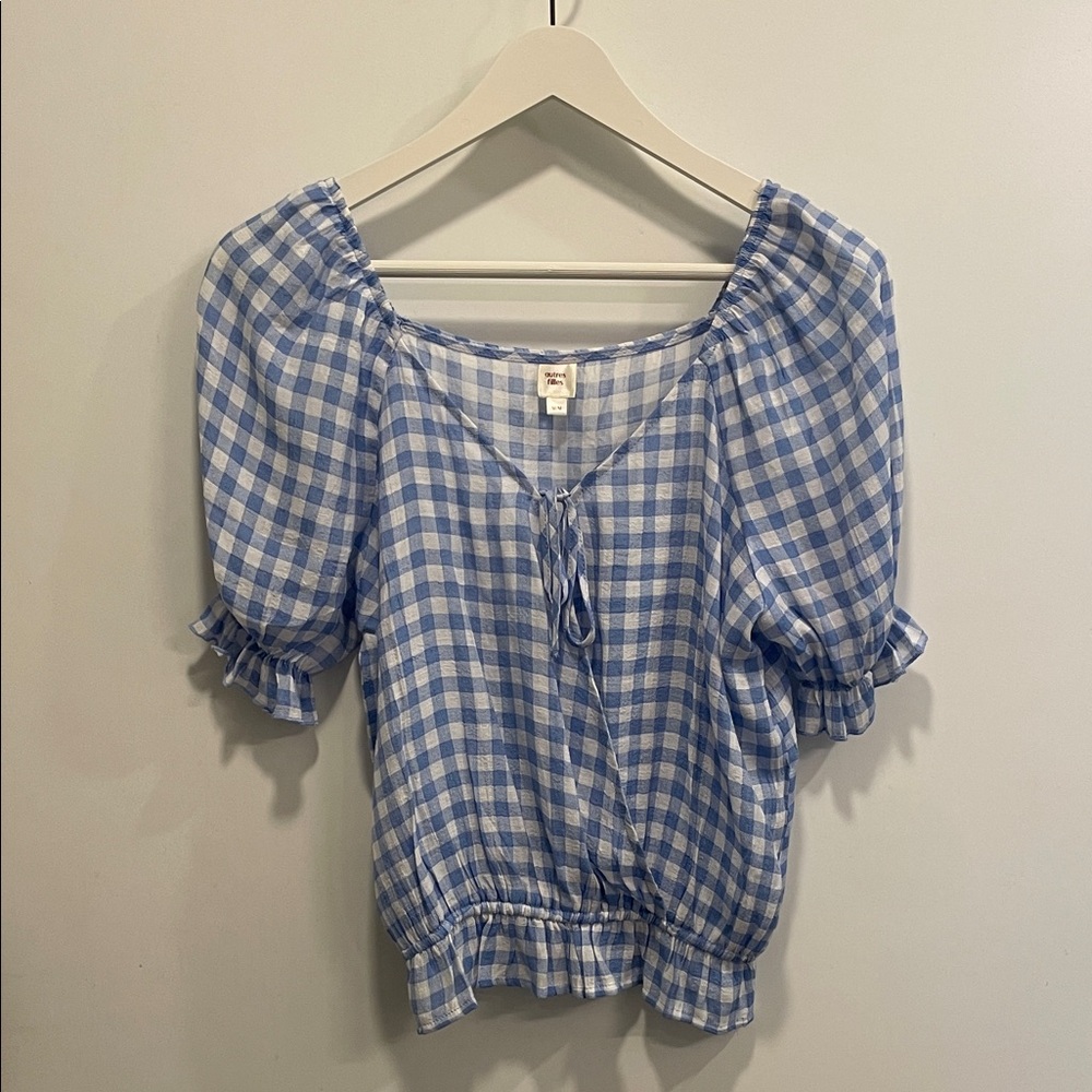 Blue Gingham Women's Top Size Small New Without Tags